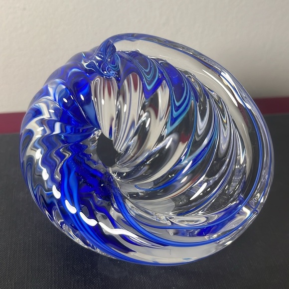 Schmidt Rhea Ocean Wave Spiral Twist Art Glass Paperweight Signed - Picture 1 of 12